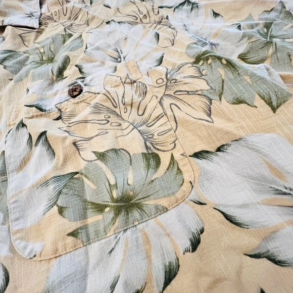 Banana Cabana Shirt Men's Large‎ Silk Yellow Tropical Hawaiian Short Sleeve BOHO - Picture 9 of 12